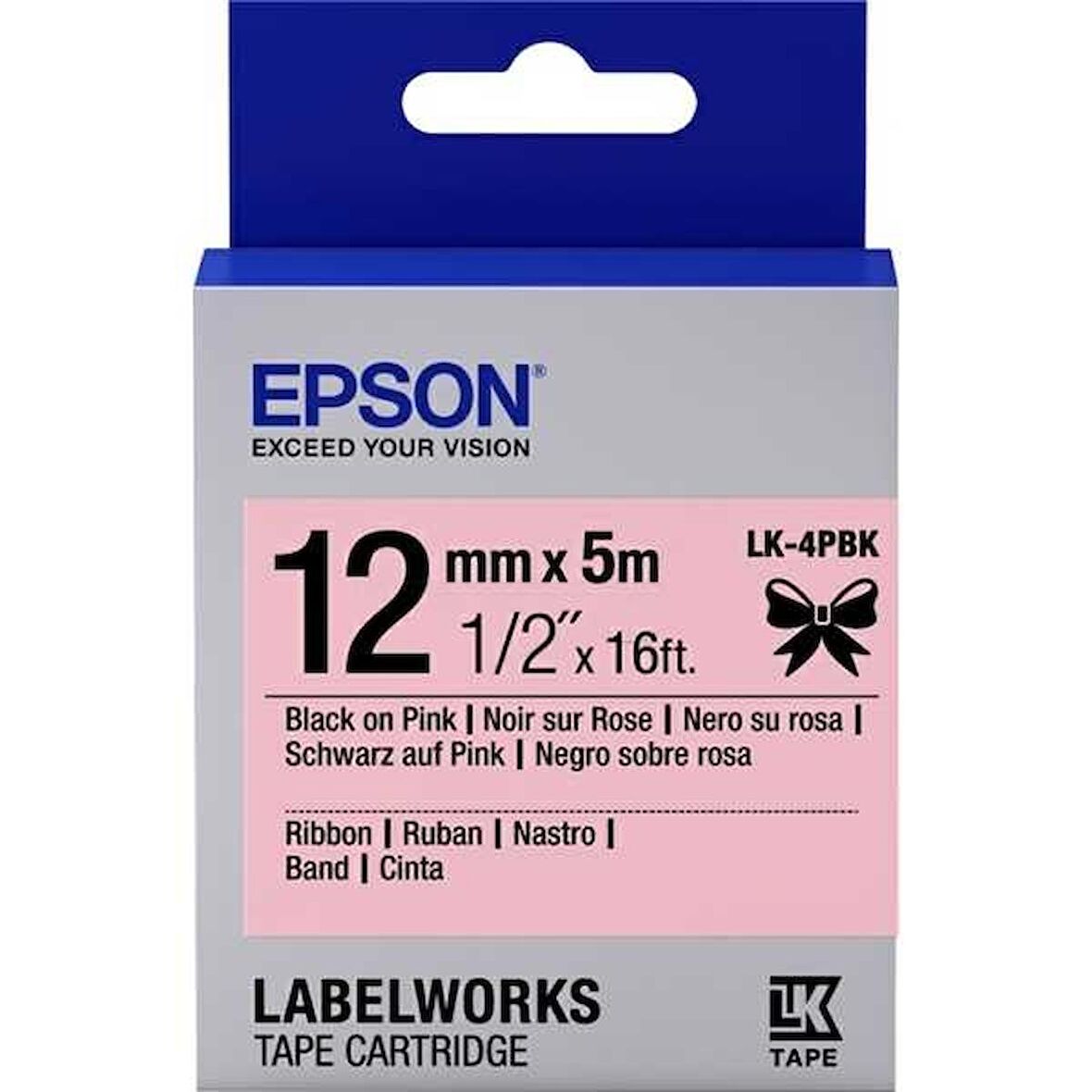 Tonersepeti Epson LK-4PBK Pembe Üzerine Siyah Orjinal Etiket