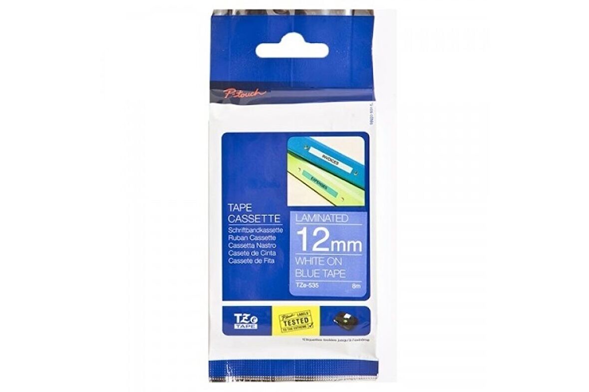 Tonersepeti Brother TZ-535 Mavi Üzerine Beyaz Etiket 12mm