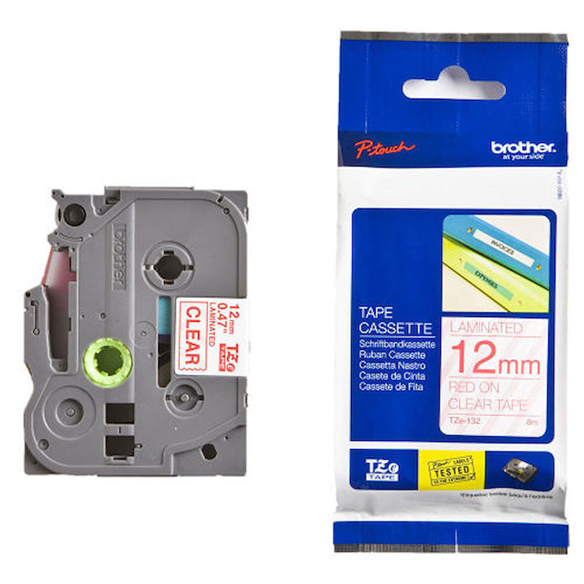 Tonersepeti Brother TZE-132 Kırmızı Lamine Etiket