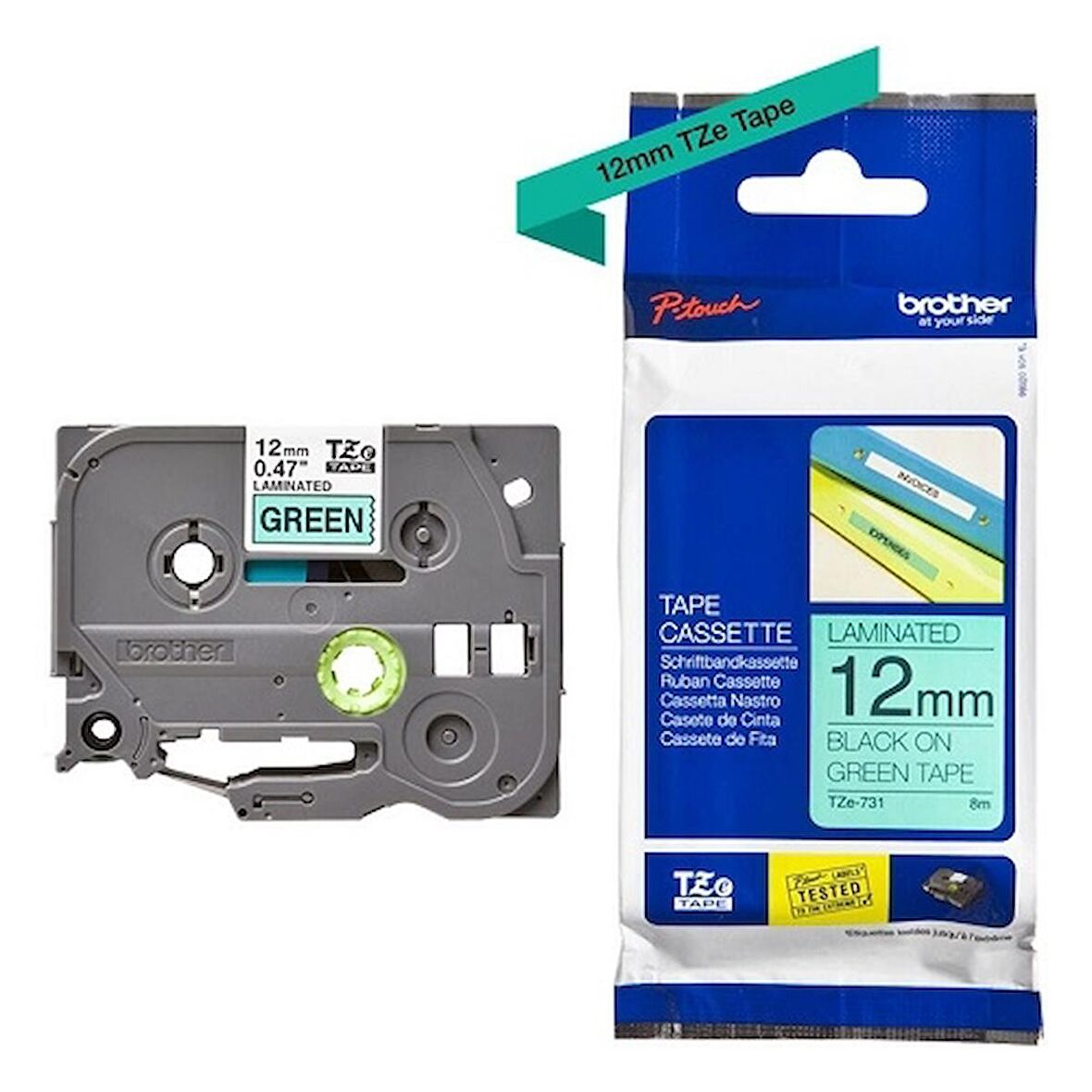 Tonersepeti Brother TZE-731 Siyah Orjinal Lamine Etiket (12mm)