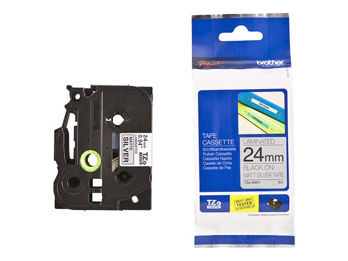 Tonersepeti Brother TZe-M951 Mat Gri Üzerine Siyah Orjinal Etiket Şeridi