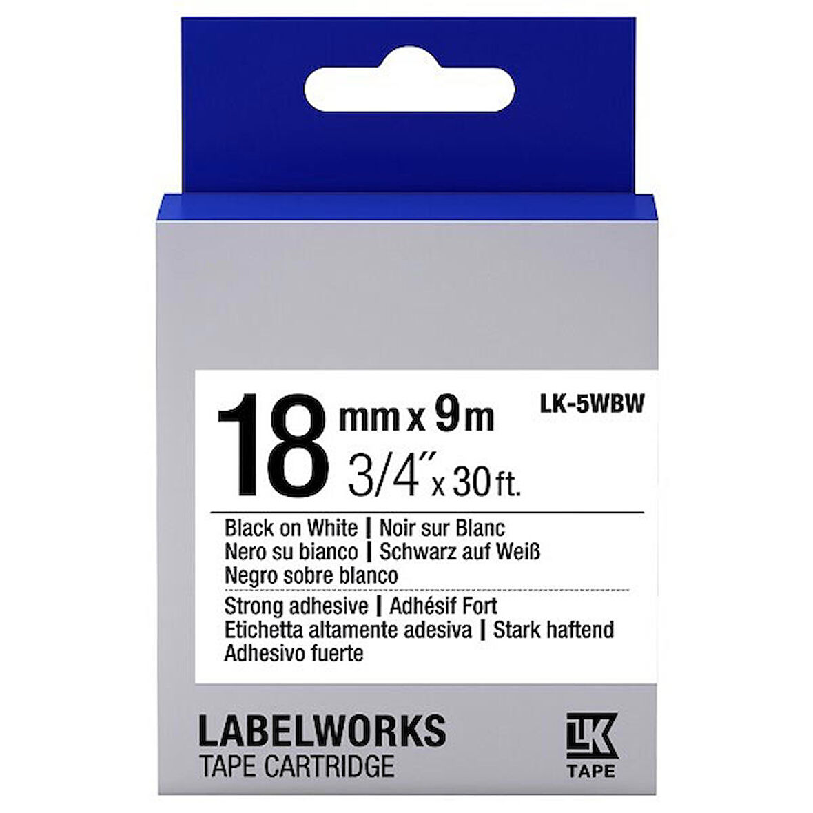 Tonersepeti Epson LK-5WBW- C53S655012 Muadil Güçlü Yapışkanlı Etiket Kartuşu Siyah Beyaz 18 mm