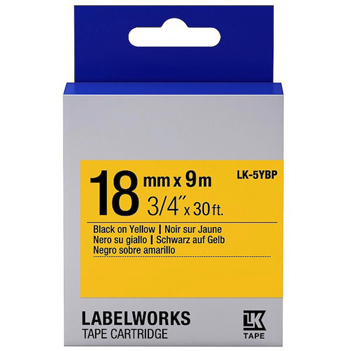 Tonersepeti Epson LK-5YBP Muadil Pastel Etiket Kartuşu Siyah Sarı 18 mm C53S655003