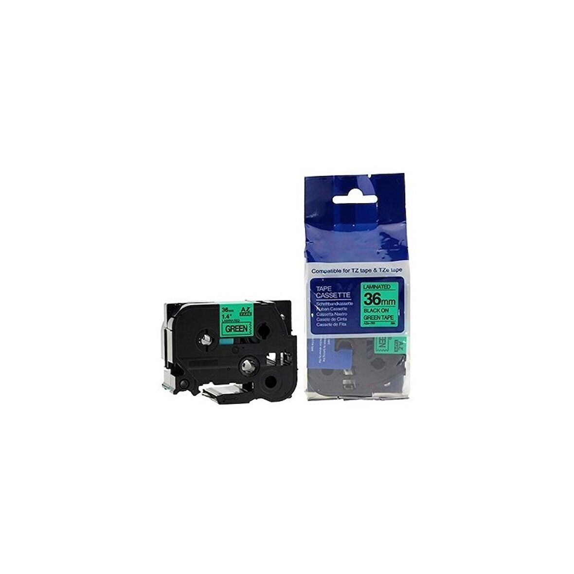 Tonersepeti Brother TZE-761 36 MM Yeşil Üzerine Siyah Laminasyonlu Muadil Etiket