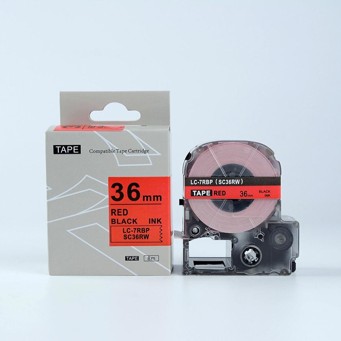 Tonersepeti Epson LC-7RBP Kırmızı Üzeri Siyah 36MM 9Metre Muadil Etiket