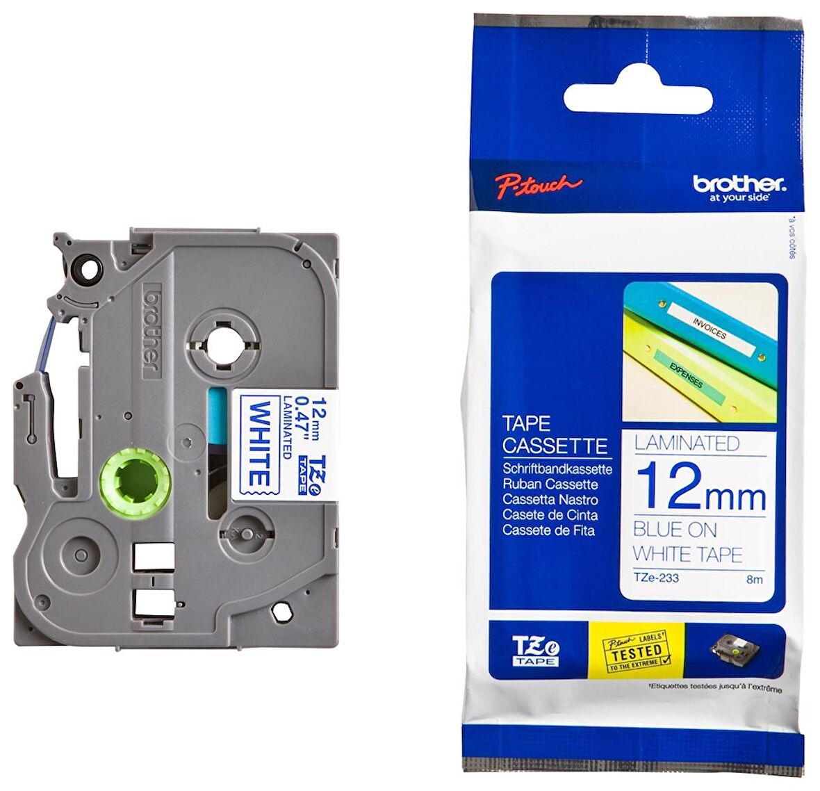 Tonersepeti Brother TZE-233 Beyaz Üzerine Mavi Etiket Şeridi