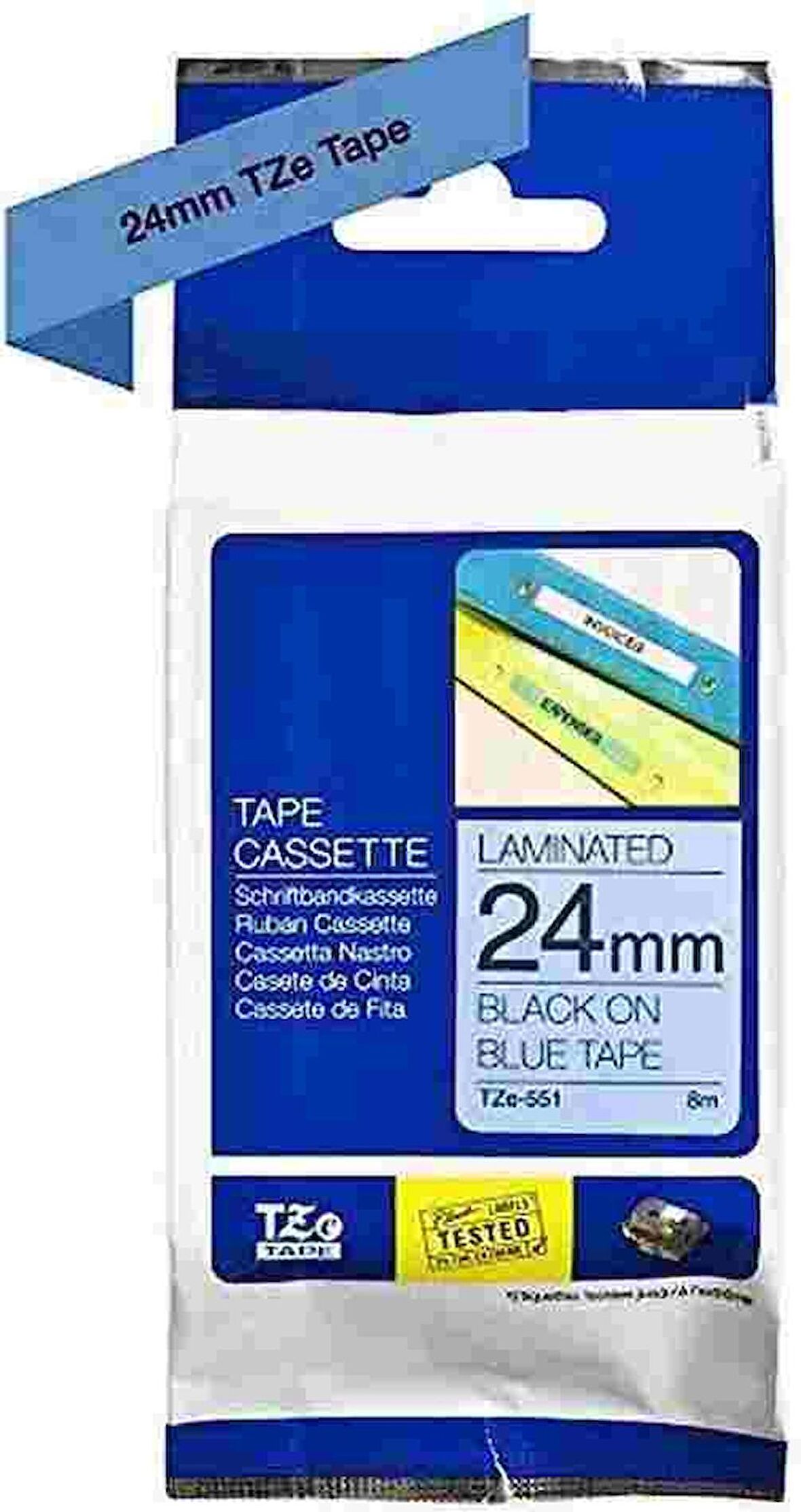 Tonersepeti Brother TZe-551 Mavi Üzerine Siyah Muadil Etiket 24mm