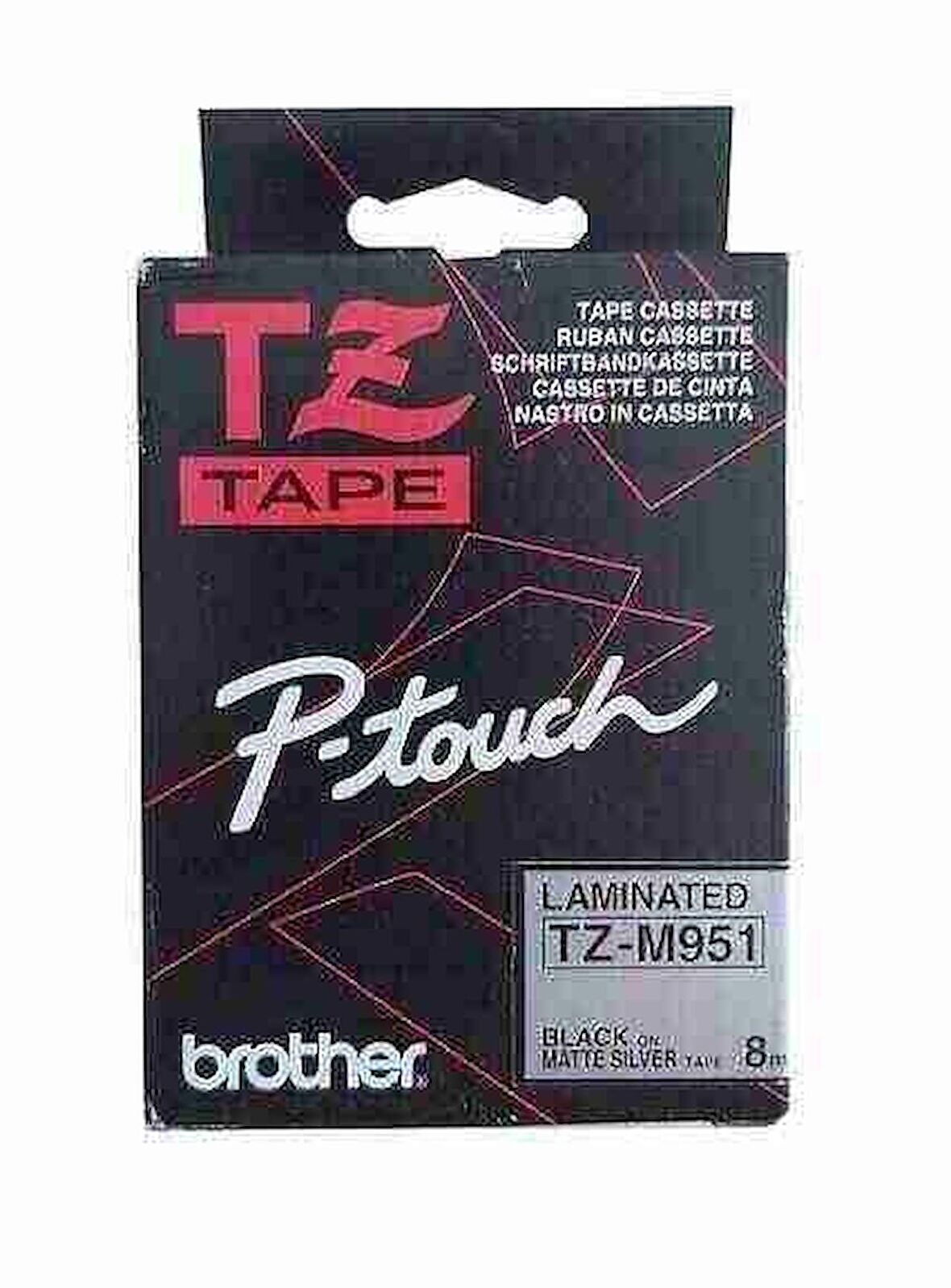 Tonersepeti Brother TZ-M951 24mm Mat Gümüş üzerine Siyah Laminasyonlu Etiket
