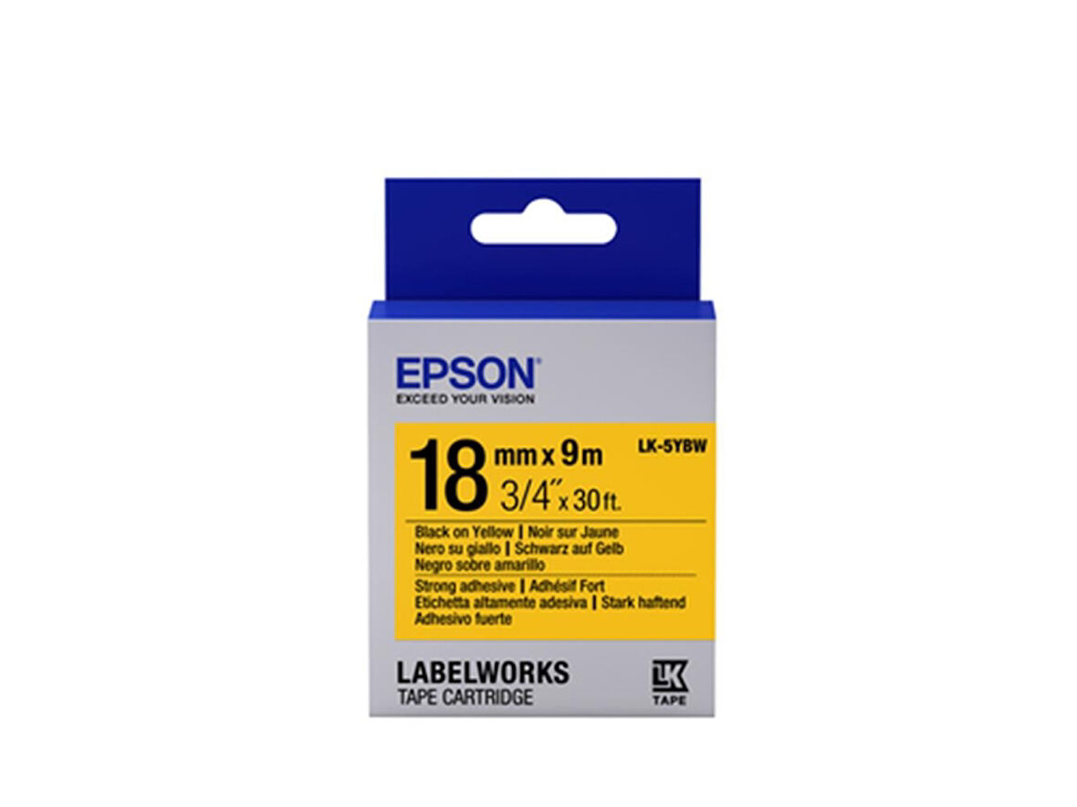 Epson LK-5YBW Orjinal Güçlü Yapışkanlı Etiket Kartuşu Siyah / Sarı 18 mm C53S655010