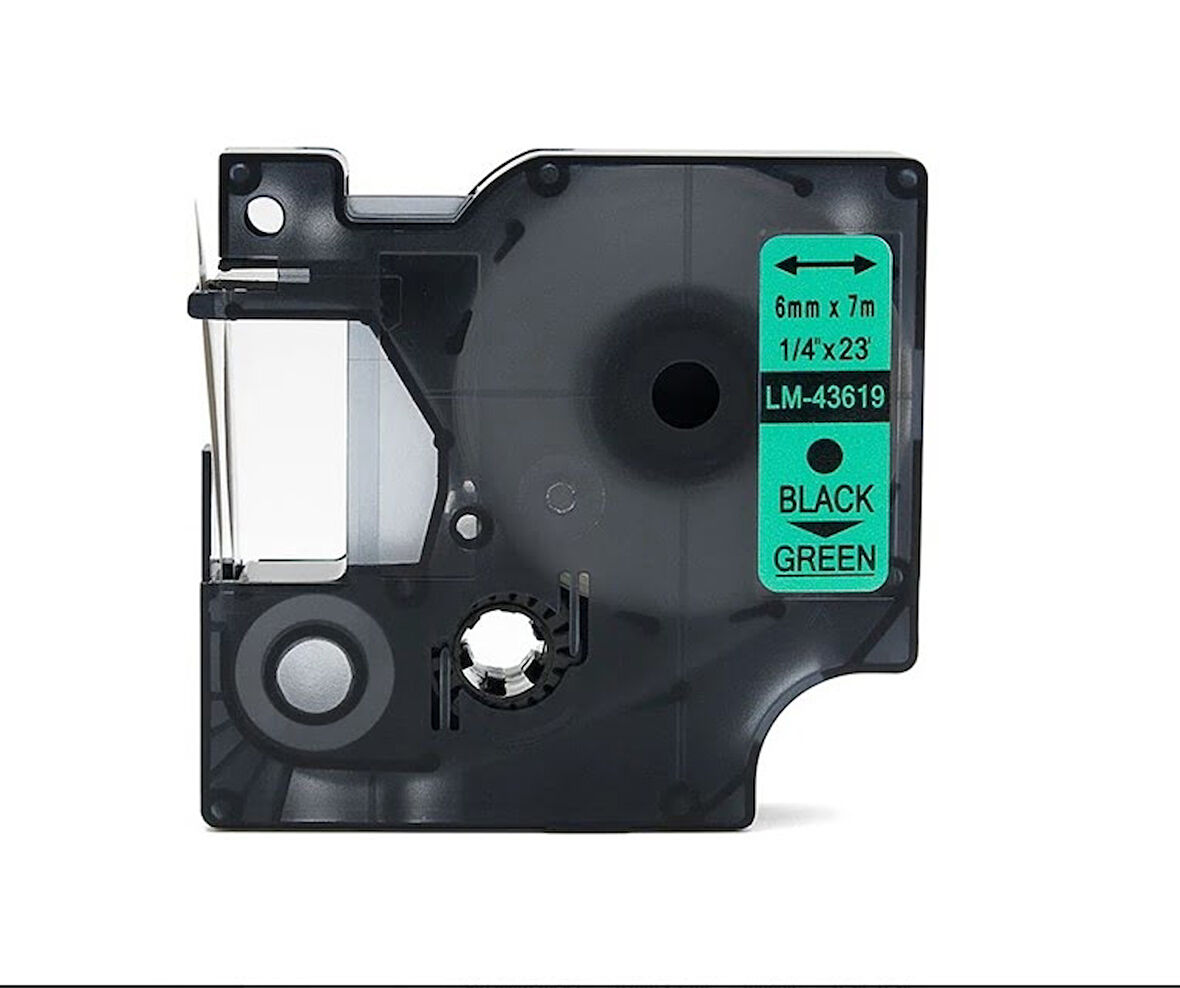 Dymo 43619 Yeşil Üzerine Siyah 6mm Muadil Etiket