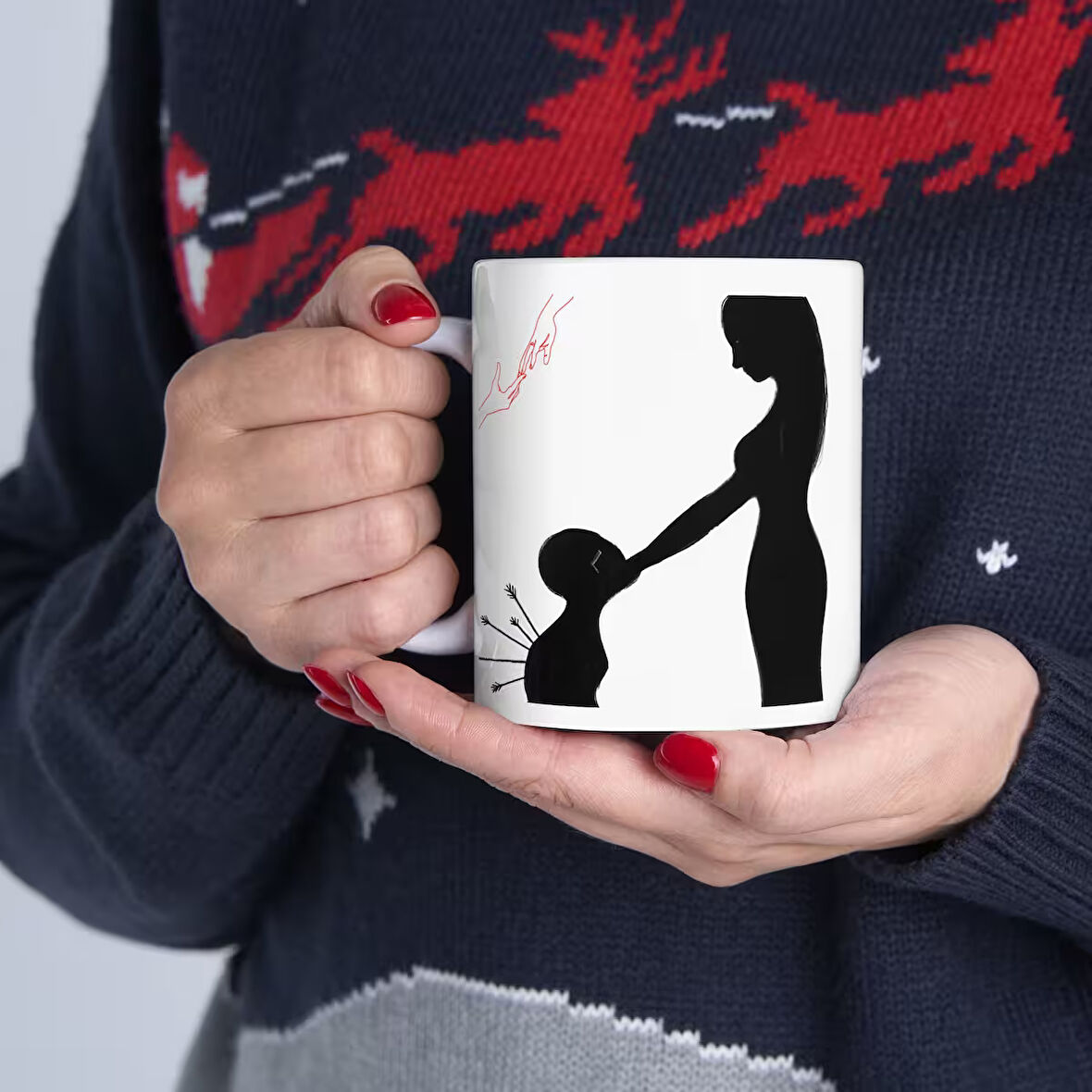 Minimalist Sanat Porselen Kupa Bardak Ruhsal Bağ Temalı Özel Tasarım Hediyesi