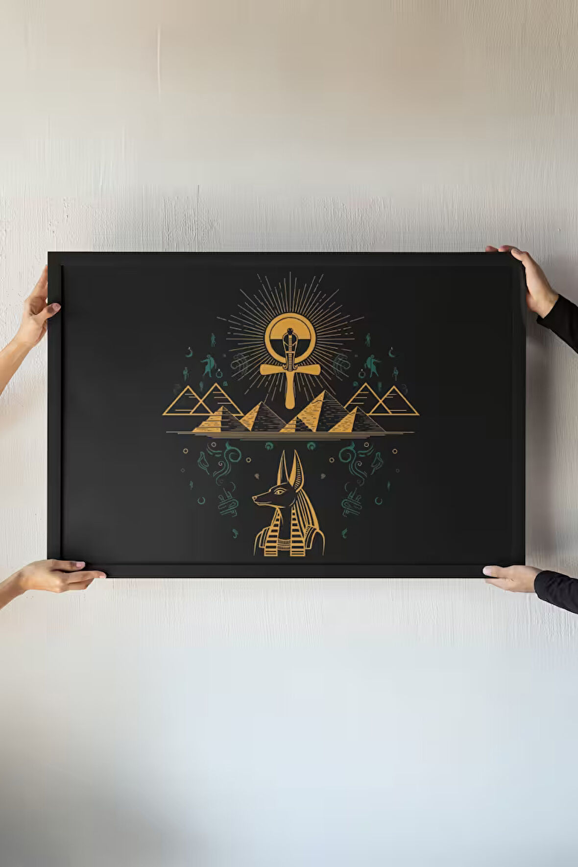 Antik Mısır Tanrısı Çerçeveli Tablo – Bilgelik, Hiyeroglif ve Büyülü Sanat – 30x42 cm