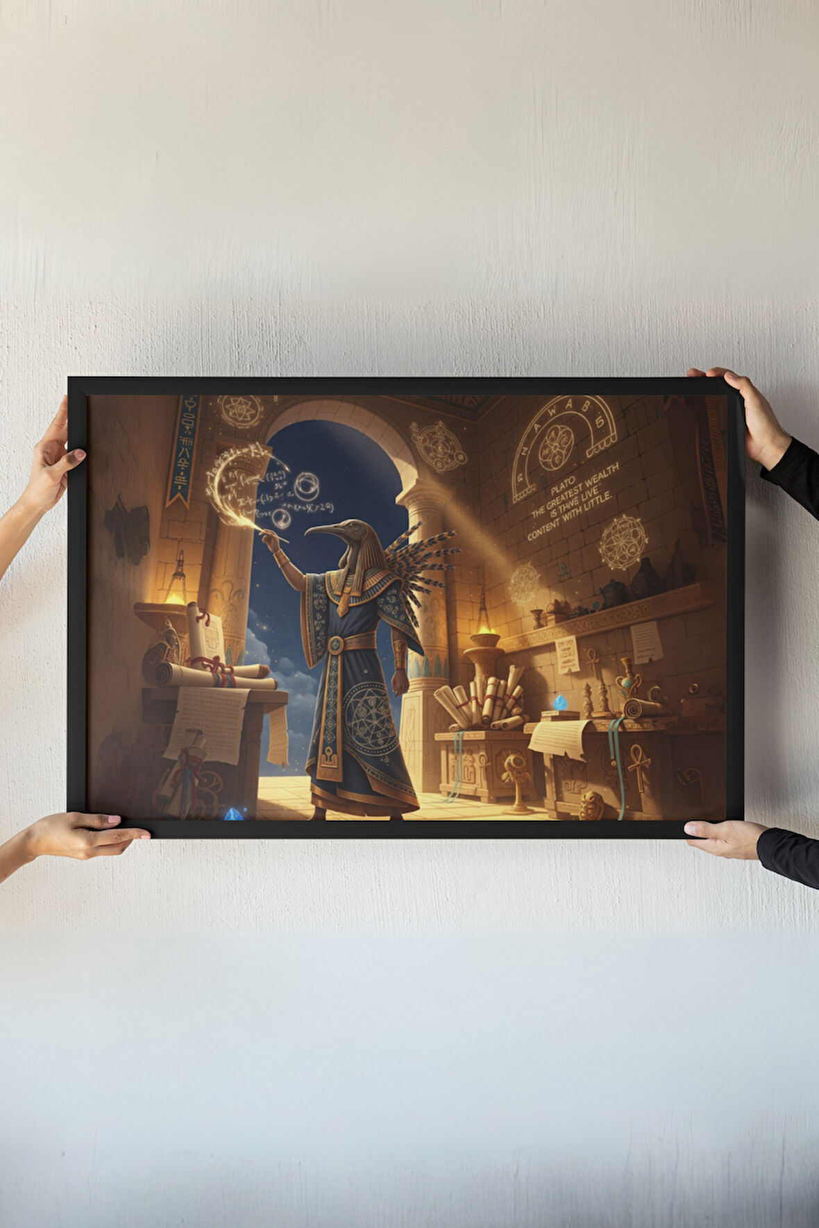 Anubis Çerçeveli Tablo – Mısır Mitolojisi – Piramit Dekoru – Antik Mısır Duvar Dekoru 30x42 cm