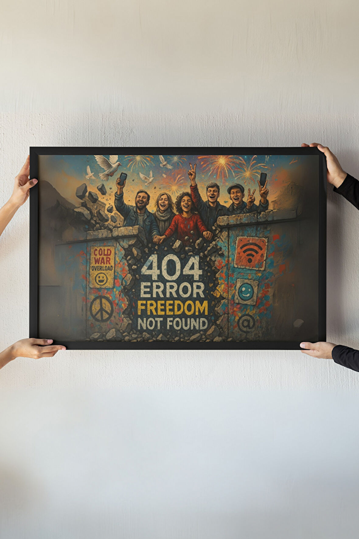 Berlin Duvarı Çerçeveli Tablo – 404 Freedom Not Found – Soğuk Savaş Temalı Dekor – 30x42 cm