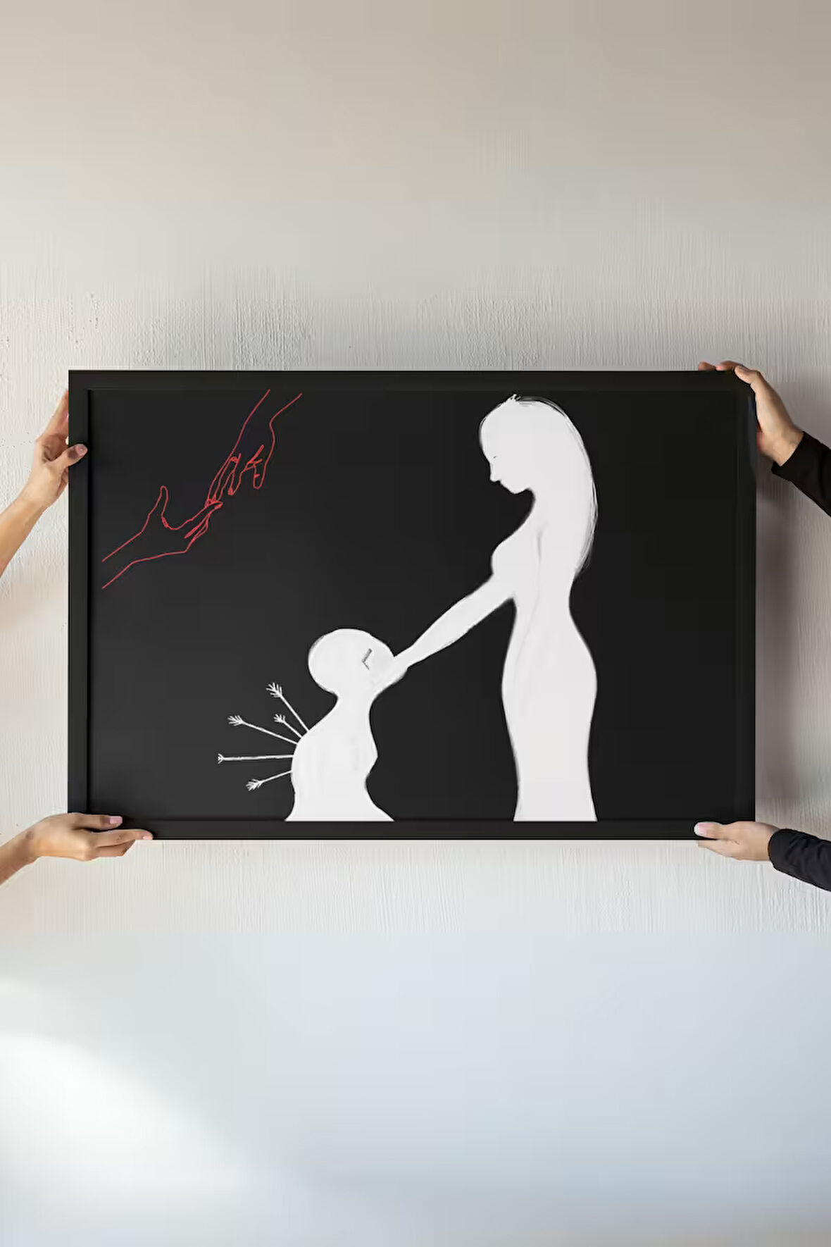 Minimalist Sanat Çerçeveli Tablo – Ruhsal Bağ Temalı Özel Tasarım Duvar Dekoru – 30x42 cm