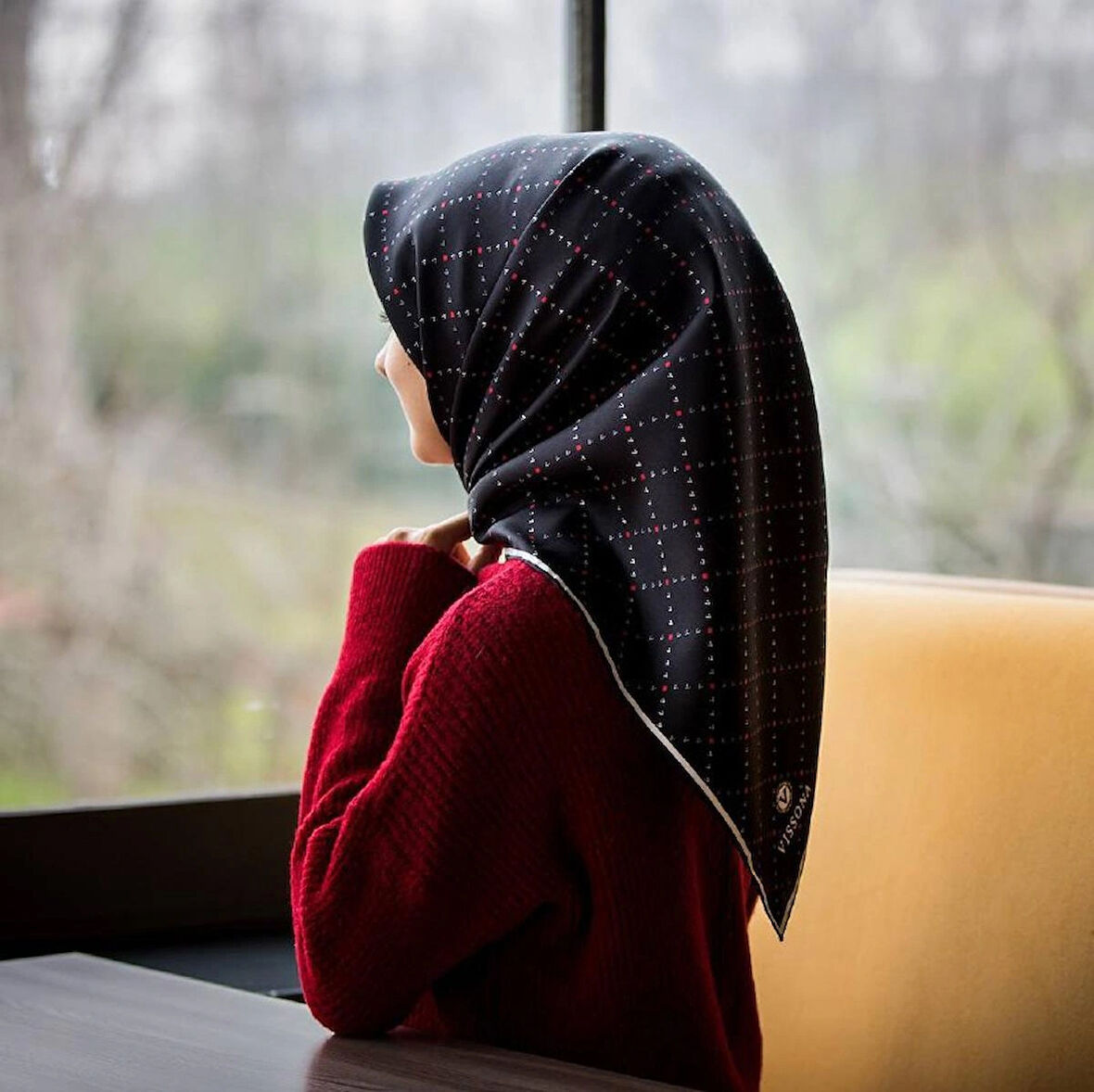 Vissona Twill İpek Eşarp Siyah