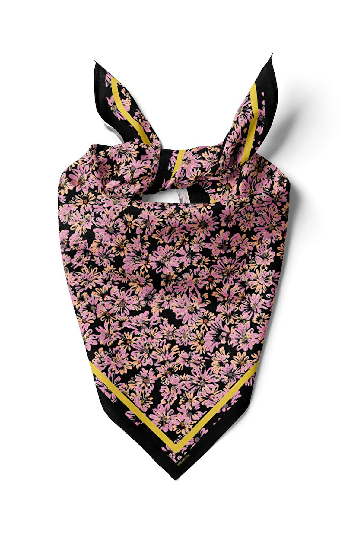 D12 Kadın Pembe Çiçek Desenli 50x50 Bandana