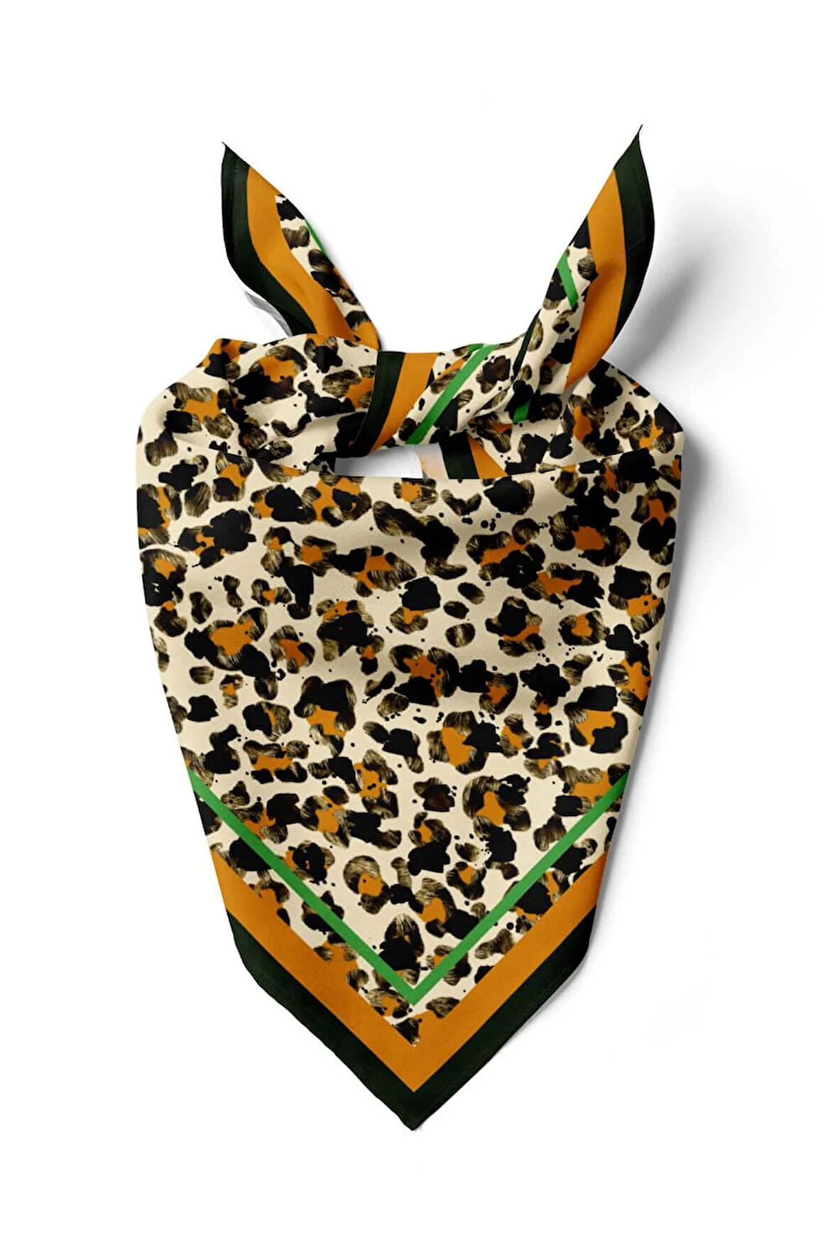 F19 Kadın Kahve Suluboya Desenli 50x50 Bandana