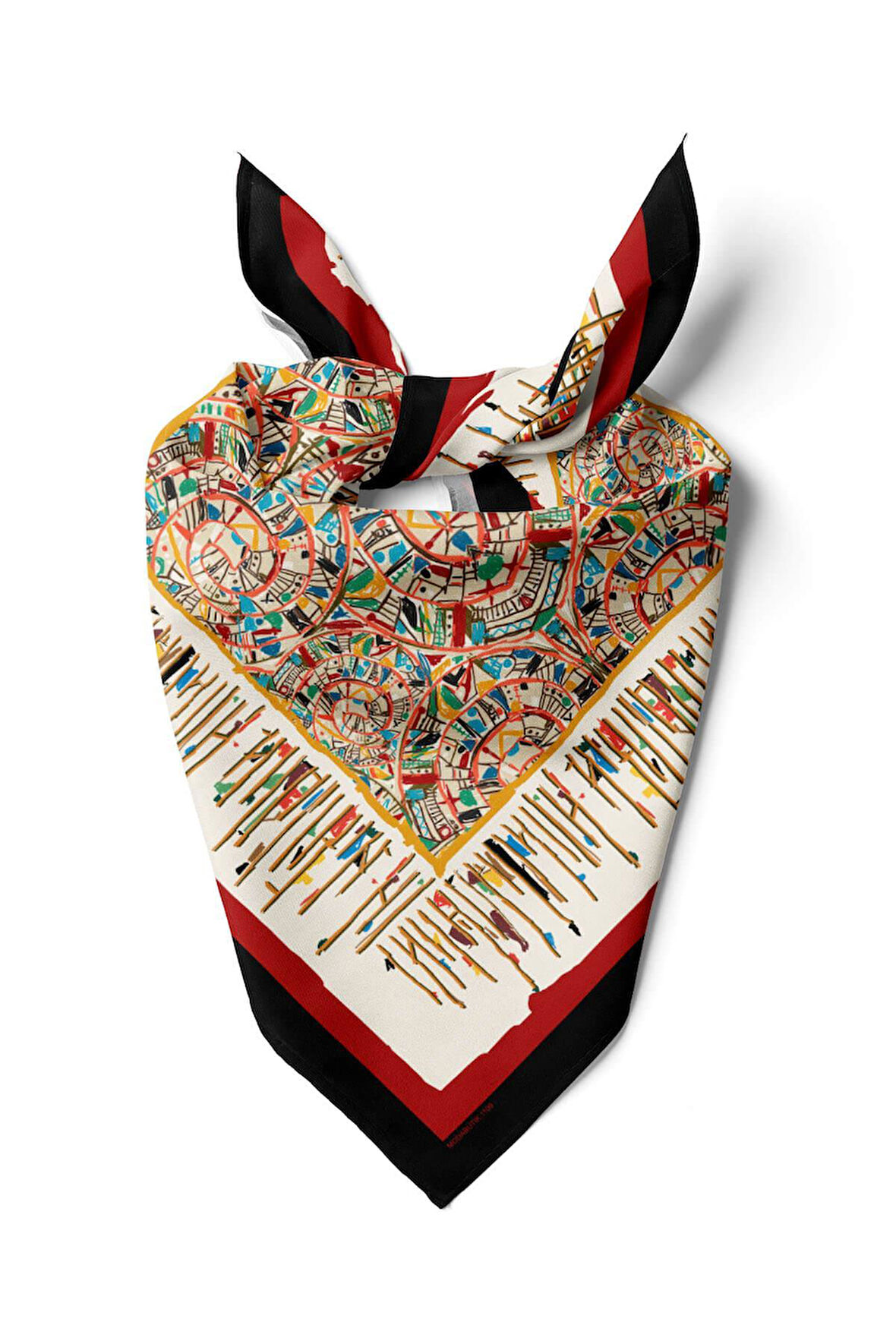 A29 Kadın Kiremit Ekru African Desenli 50x50 Bandana