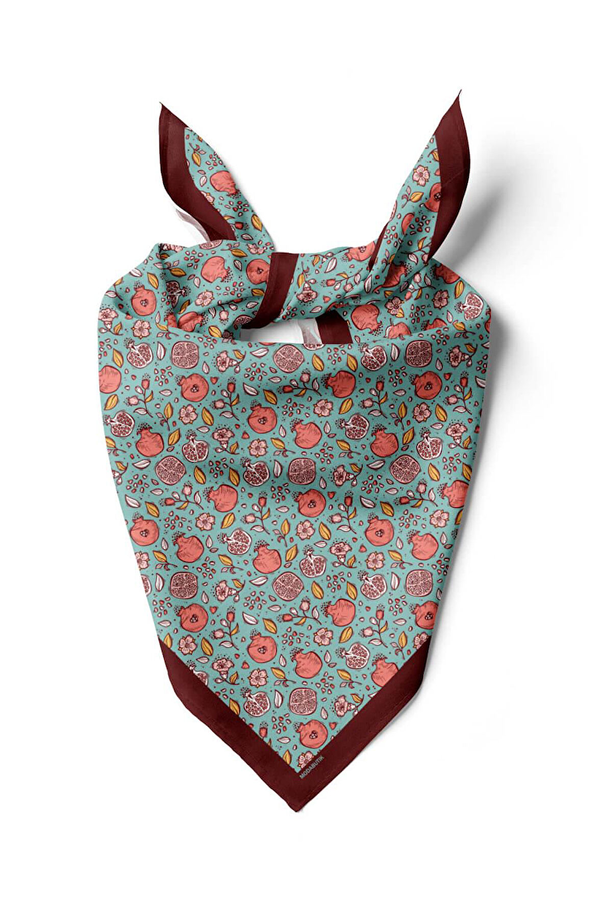 Kadın Açık Mavi Küçük Nar Desenli 50x50 Bandana