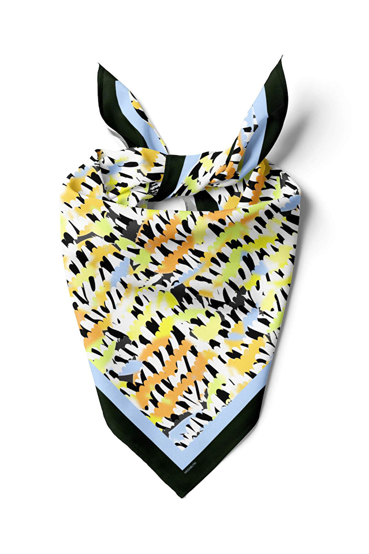 V39 Kadın Sarı Suluboya Desenli 50x50 Bandana HYL DG01281-22