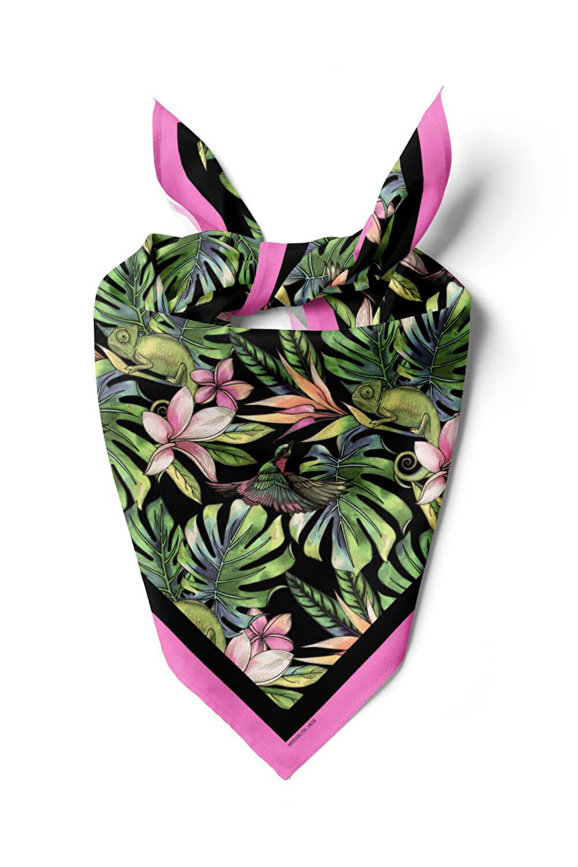 H32 Kadın Yeşil Yaprak Desenli 50x50 Bandana DG01408-22