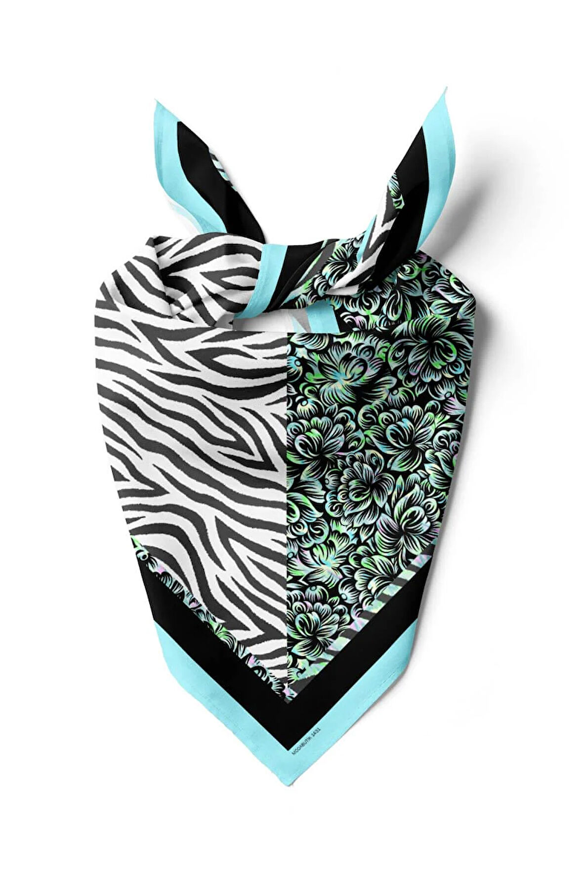 D60 Kadın Yeşil Zebra Desenli 50x50 Bandana HYL DG01431-22