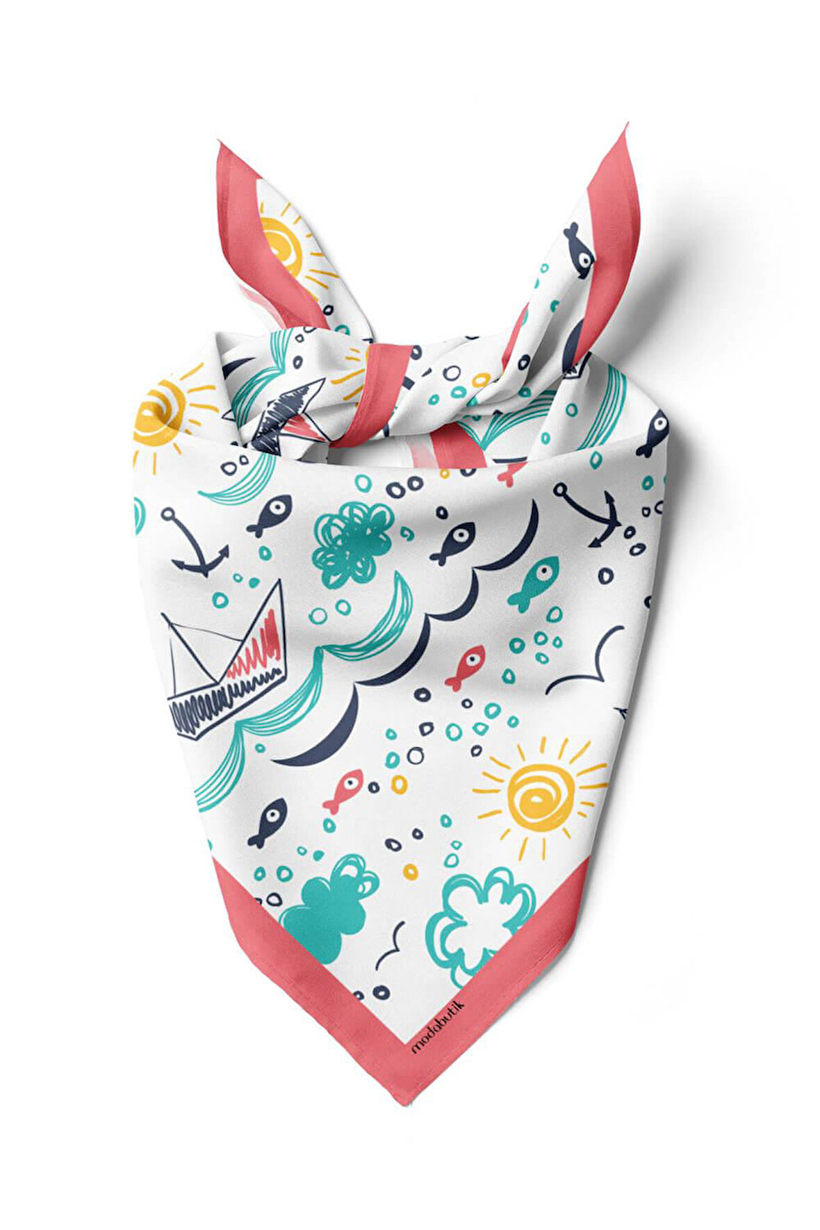 G69 Kadın Kayık Desenli 50x50 Bandana HYL DG0787-22