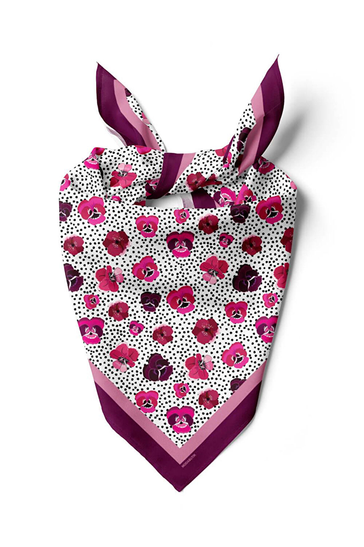 D20 Kadın Menekşe Desenli 50x50 Bandana HYL DG0893-22