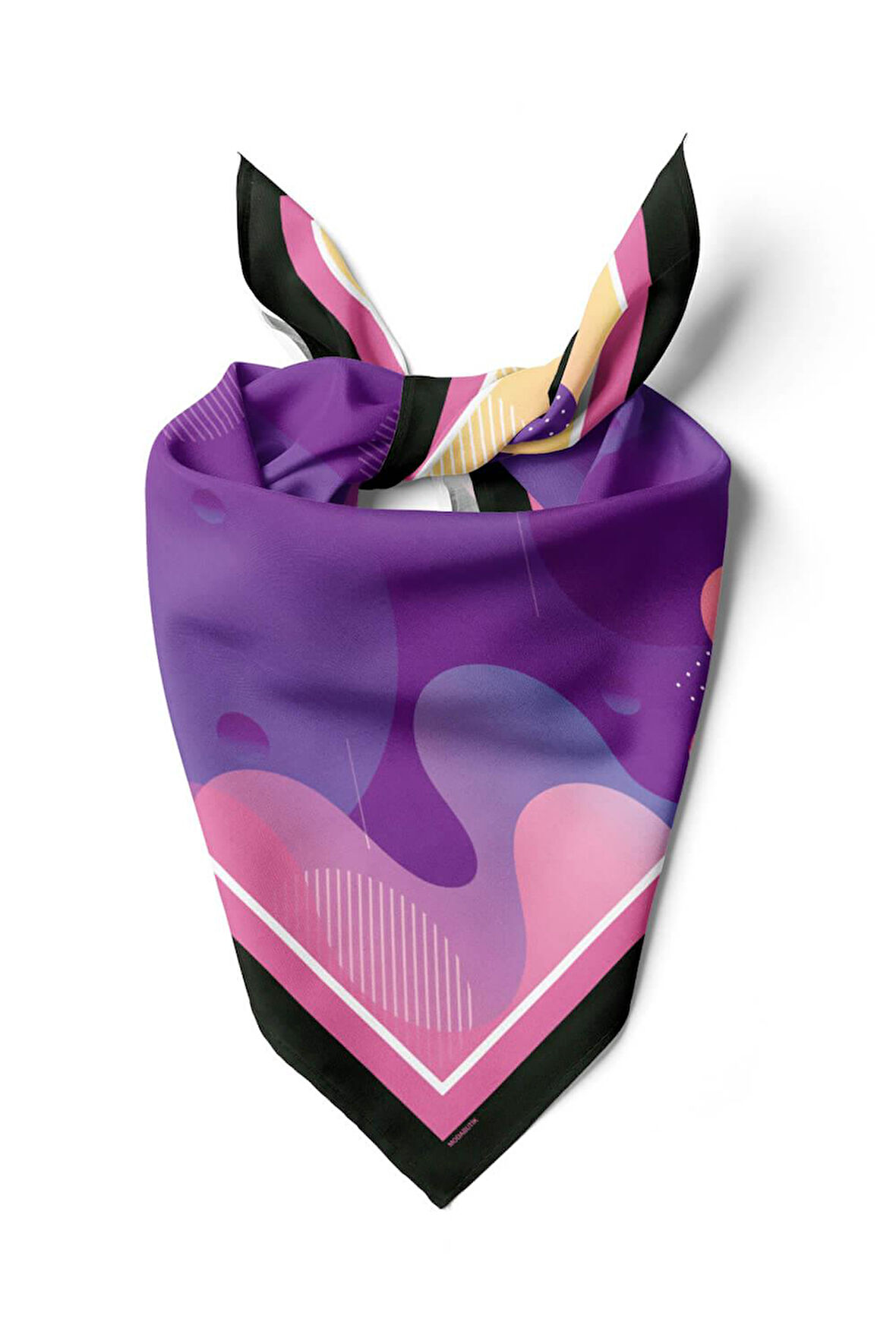 C77 Kadın Mavi Soyut Desenli 50x50 Bandana DG01681-22