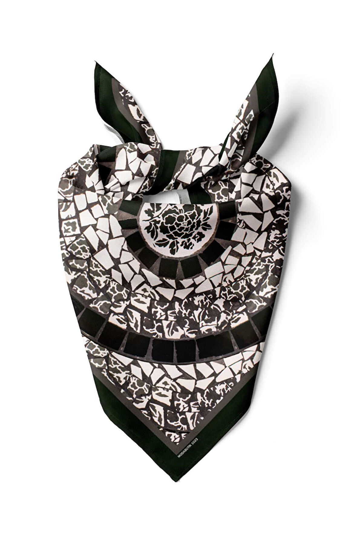 Y84 Kadın Kahverengi Sarmal Desenli 50x50 Bandana DG01023-22