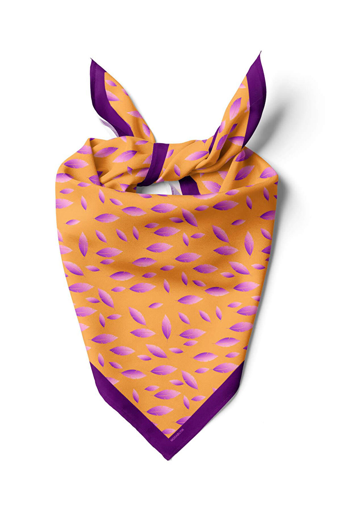 Z39 Kadın Sarı Feathers Desenli 50x50 Bandana HYL DG0696-22