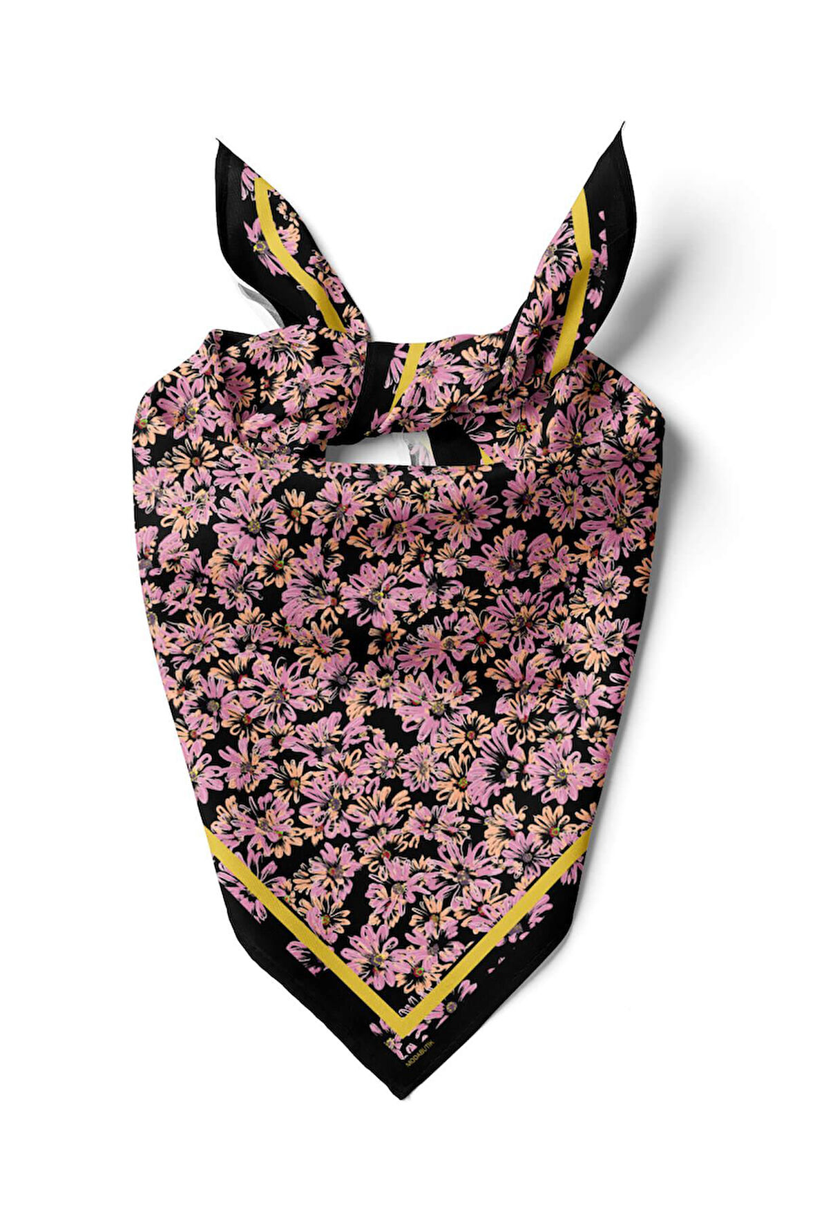 G27 Kadın Pembe Çiçek Desenli 50x50 Bandana HYL DG01392-22