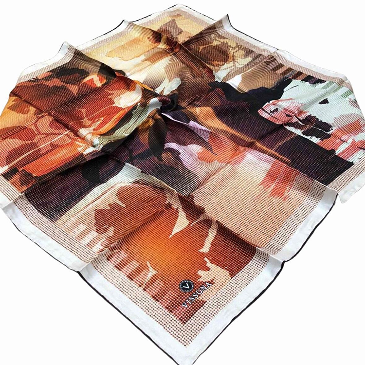 Vissona Tivil Turuncu İpek Eşarp DGN50128-14-26