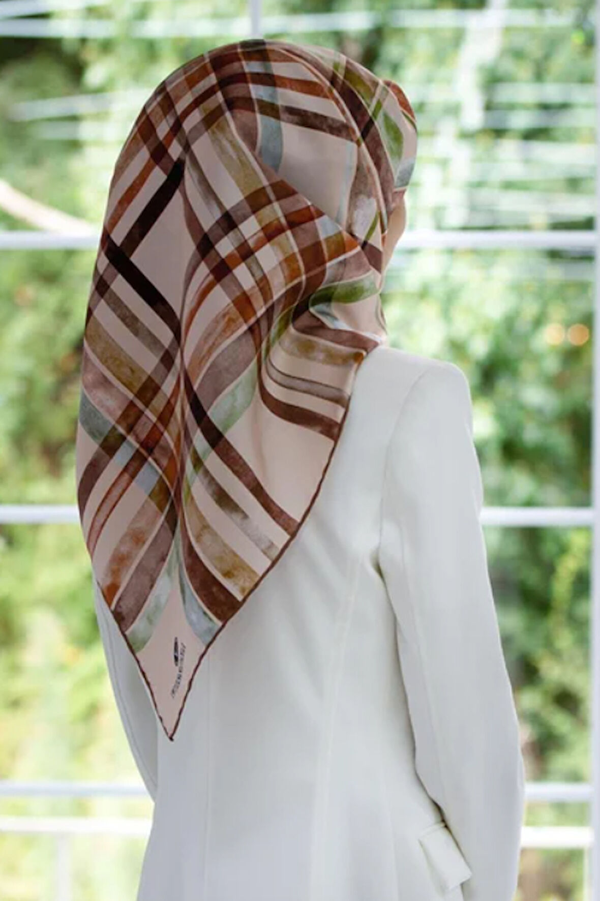 Vissona Tivil İpek Eşarp 51761-0004-0014 Somon Karışık Desen