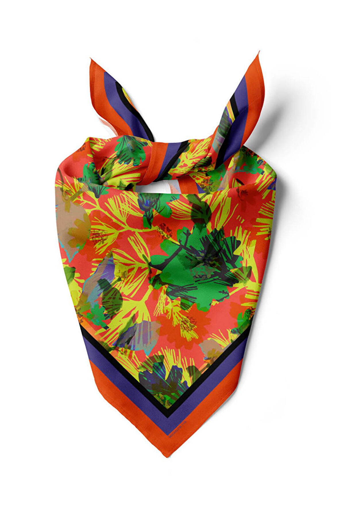 G63 Kadın Renkli Yaprak Desenli Bandana