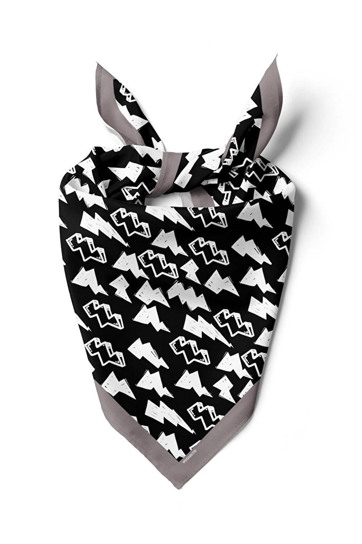 Y75 Kadın Şimşek Desenli Bandana 50x50 Siyah DG0150-22