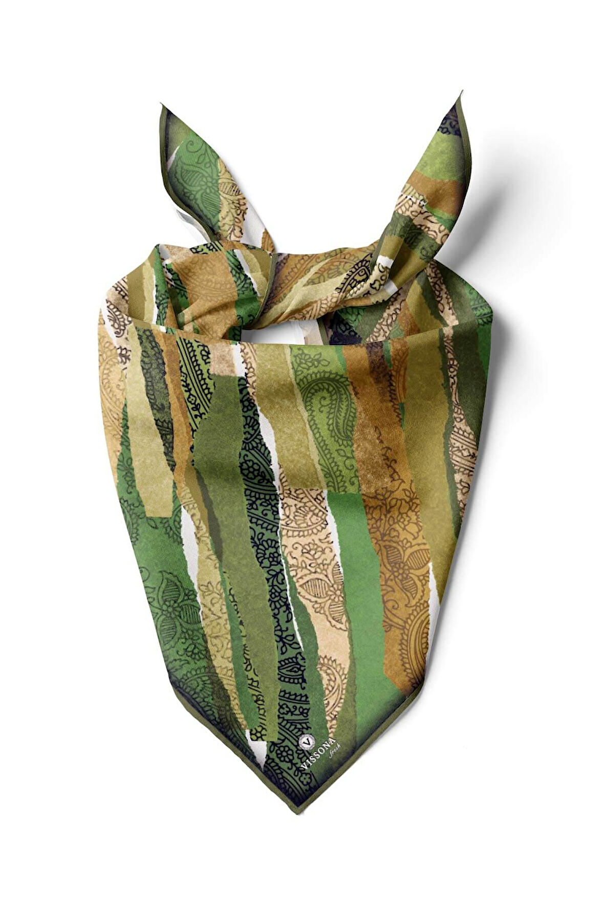 %100 İpek Kadın Desenli Bandana 80x80