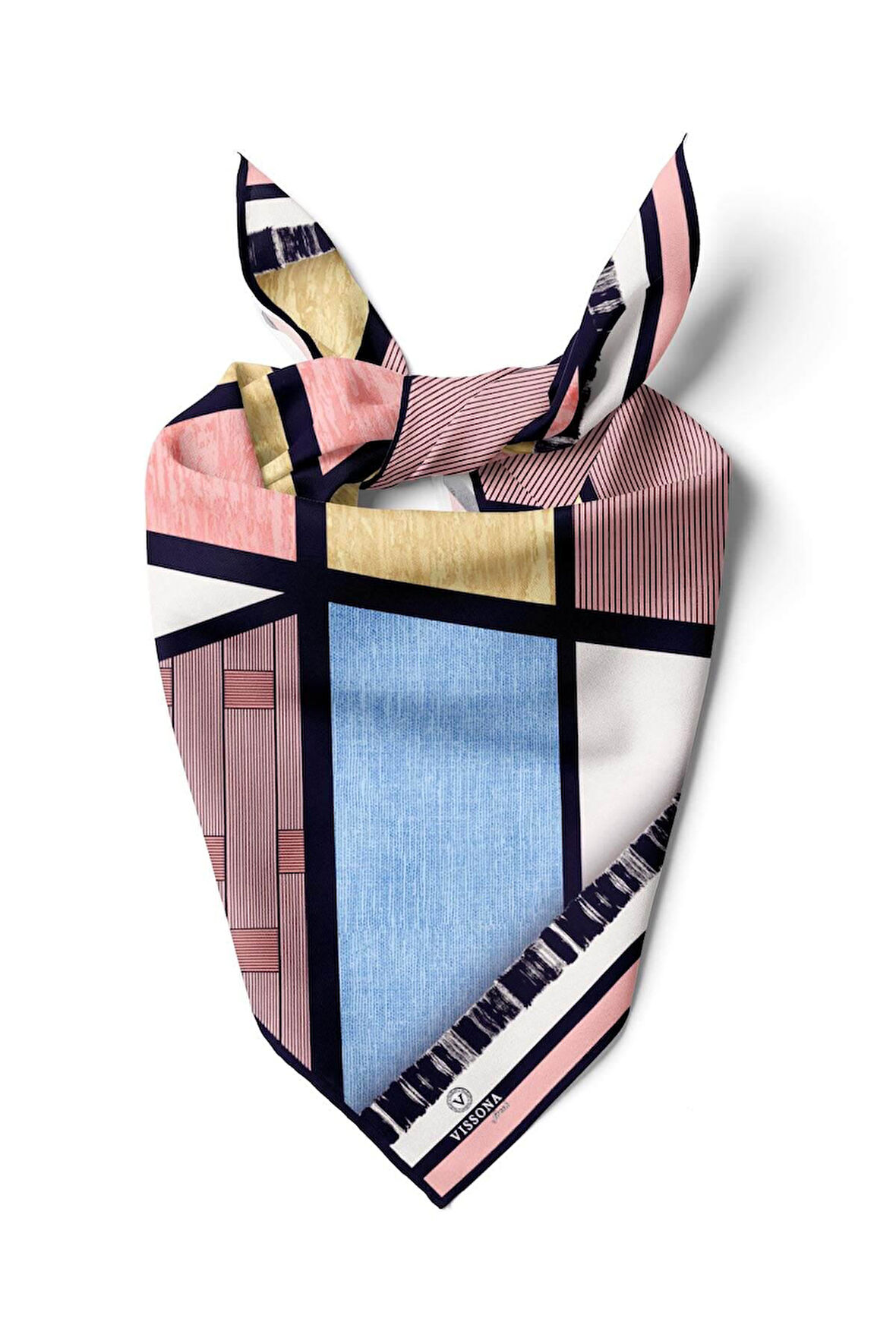 %100 İpek Kadın Desenli Bandana 80x80