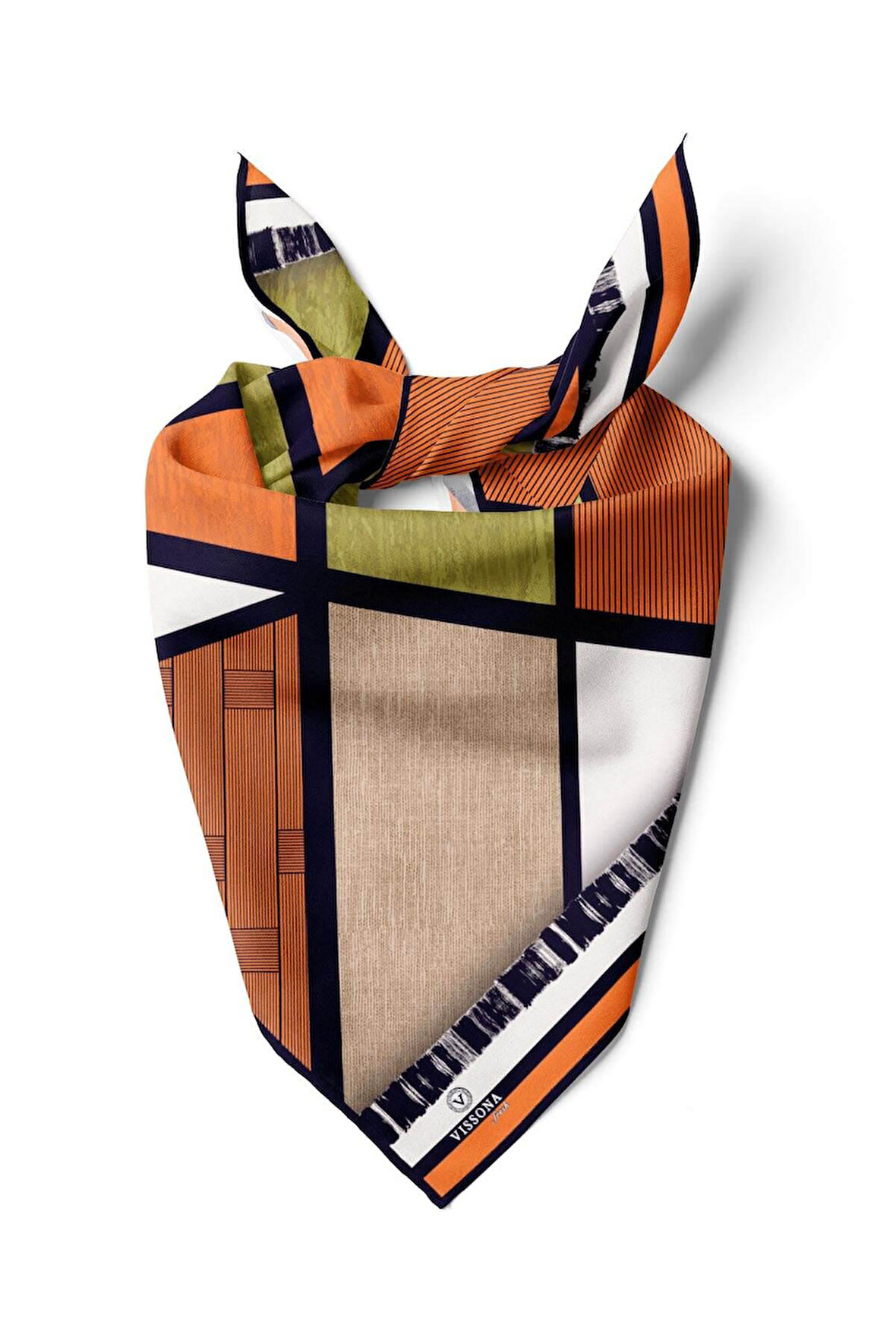 %100 İpek Kadın Desenli Bandana 80x80