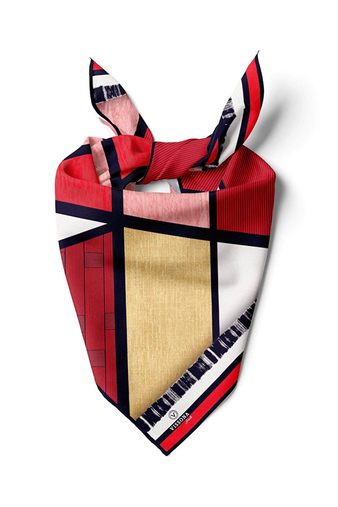 %100 İpek Kadın Desenli Bandana 80x80