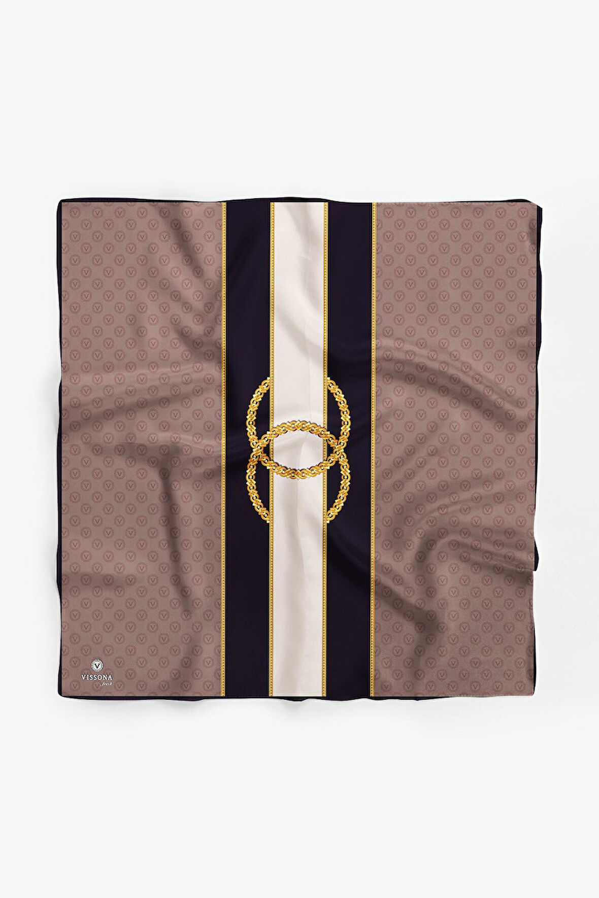 %100 İpek Kadın Desenli Bandana 80x80