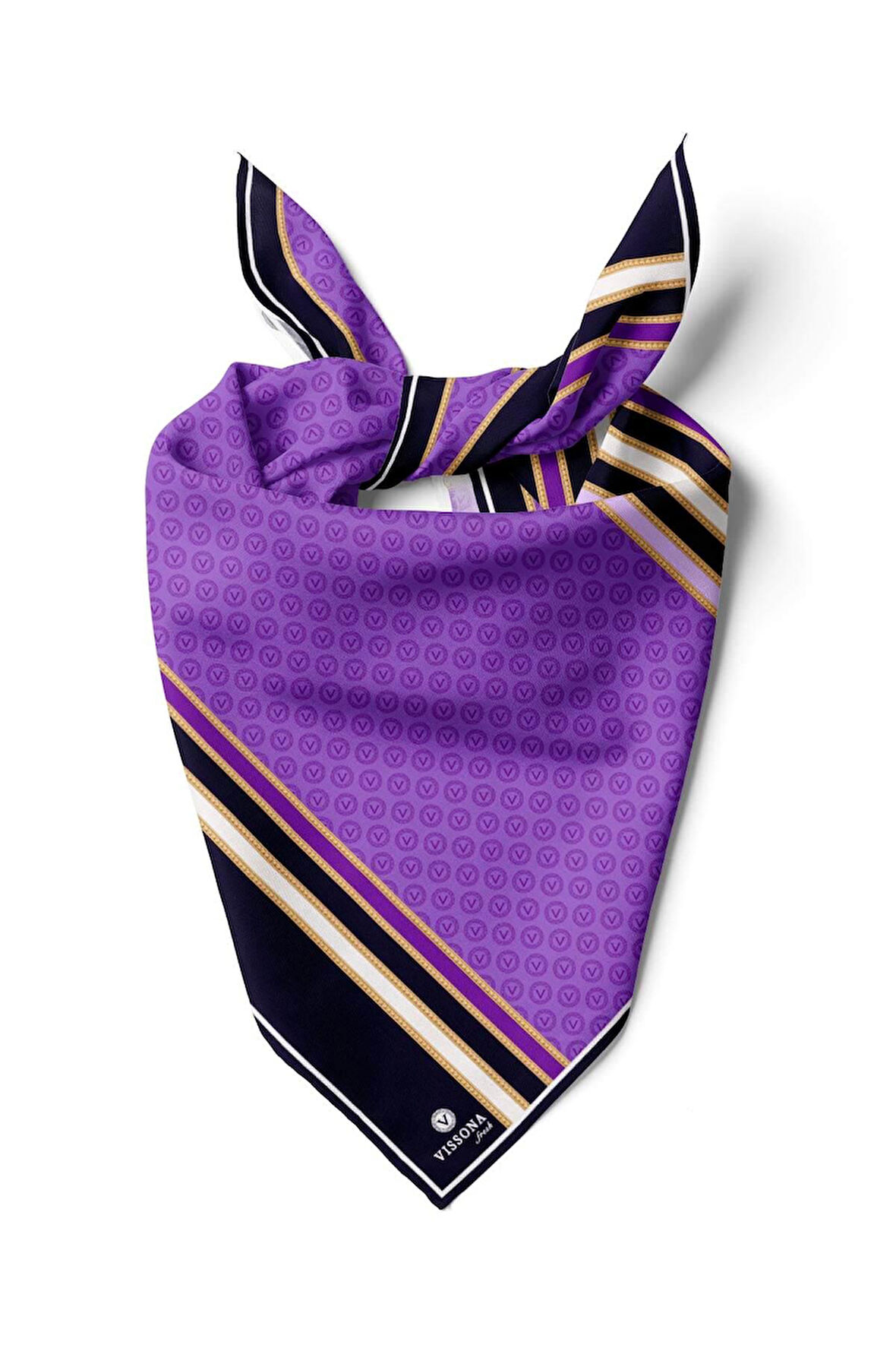 %100 İpek Kadın Desenli Bandana 80x80