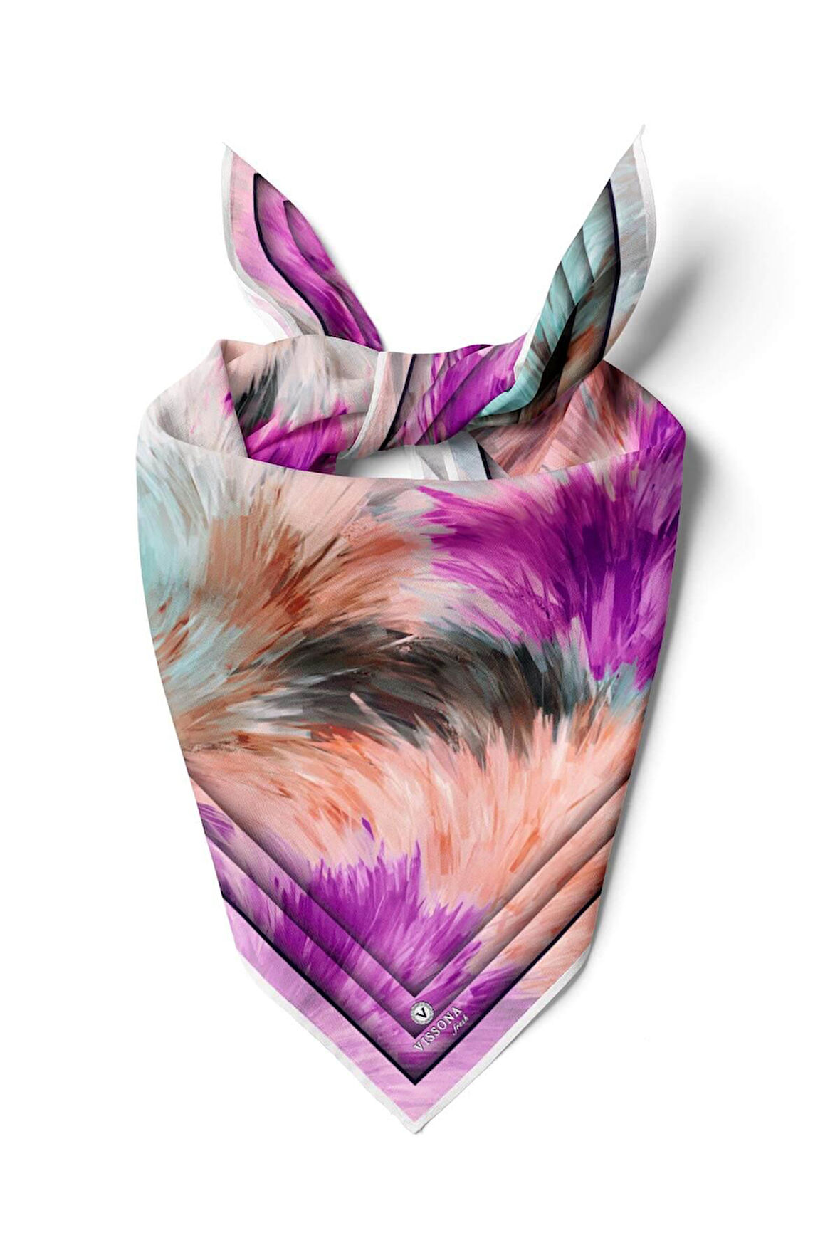 %100 İpek Kadın Desenli Bandana 80x80