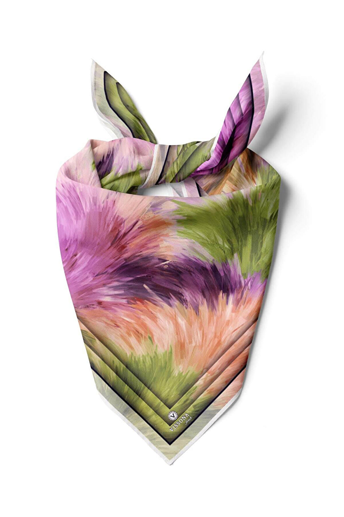 %100 İpek Kadın Desenli Bandana 80x80