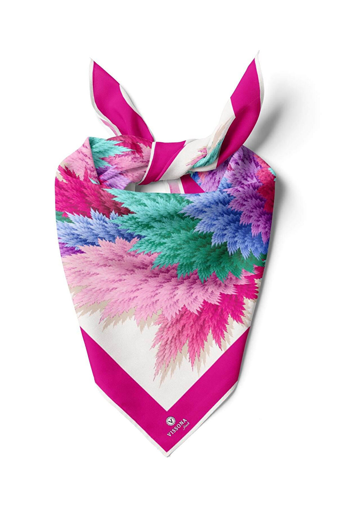 %100 İpek Kadın Desenli Bandana 80x80