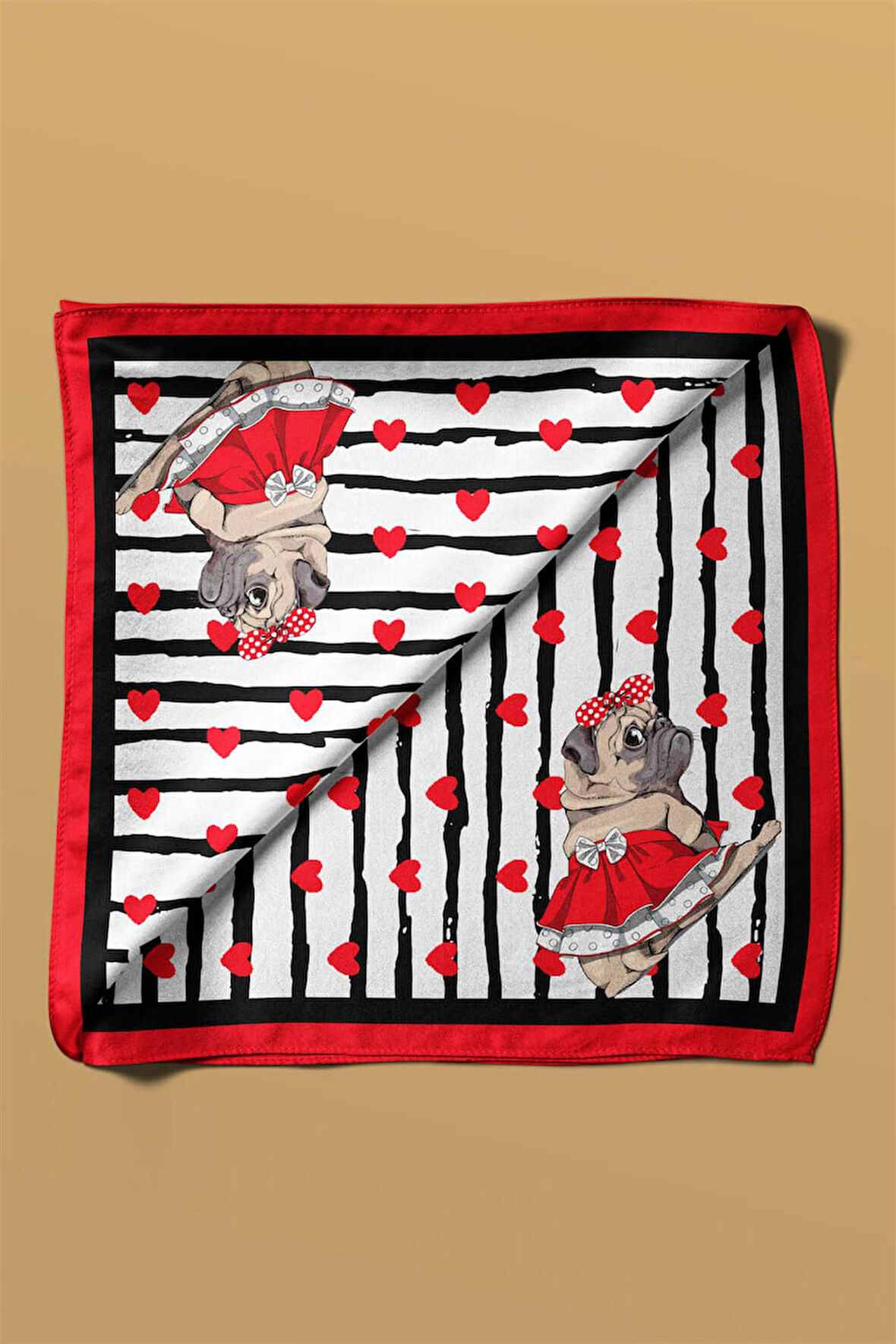 F108 Modabutik Pug Desenli Bandana