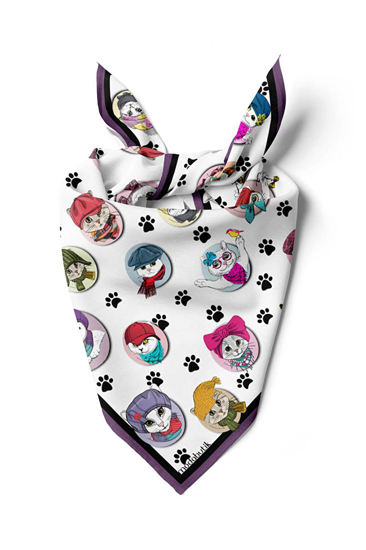 Modabutik Kedi Desenli Bandana