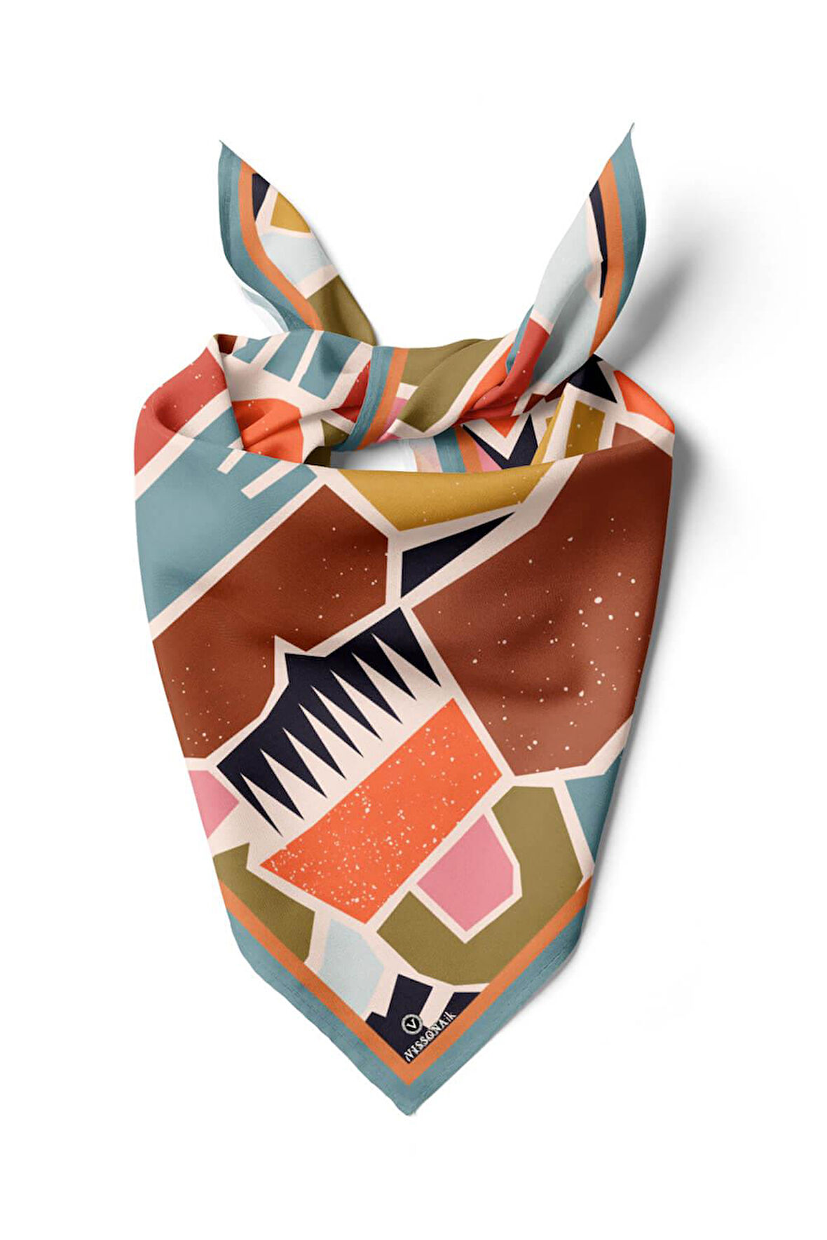 Vissona Geometrik Desenli İpek Bandana