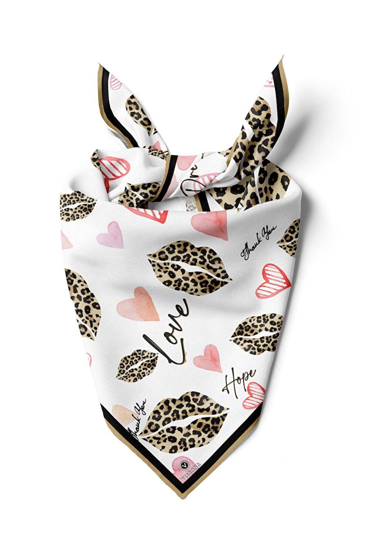 Vissona Dudak Desenli İpek Bandana